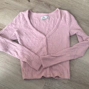 Hollister Light Pink Cardigan Sweater Fuzzy